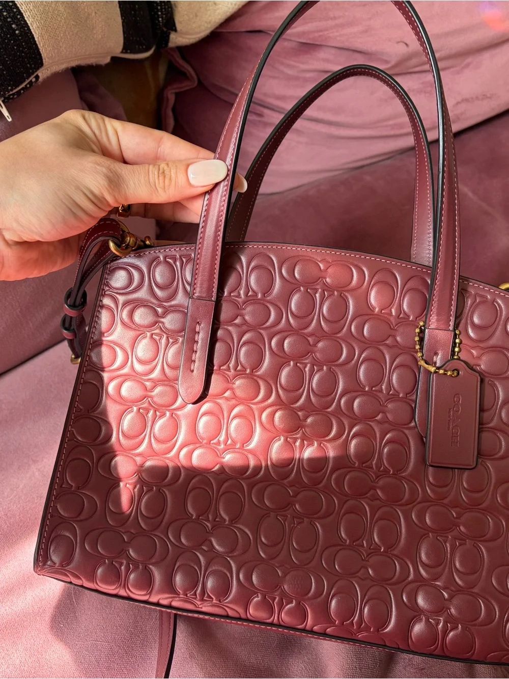 coach charlie carryall 28 signature leather bag oxblood